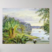 Poster Vue sur Kuchine et Rivière, Sarawak, Borneo (Devant)