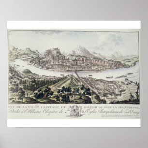 Poster Vue sur la capitale et la forteresse de Salzbourg,