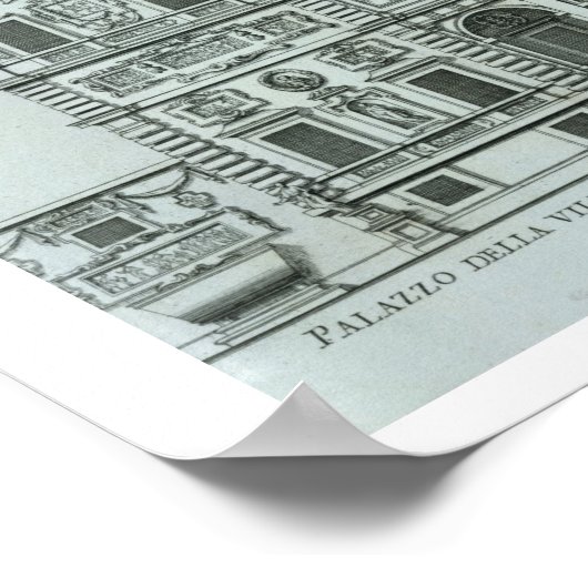 Poster Vue sur la façade de Villa Borghese, Rome (engrave (Coin)