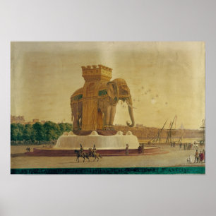 Poster Vue sur la fontaine de l'éléphant