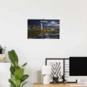 Poster Vue sur la lune du phare Portland Head (Bureau à domicile)