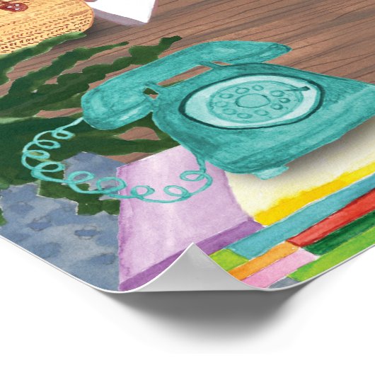 Poster Vue sur la mer Appartement intérieur aquarelle Art (Coin)