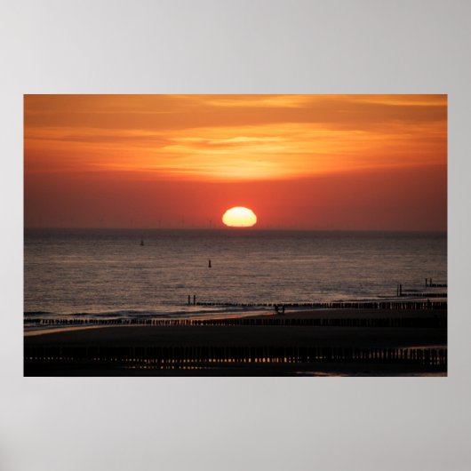 Poster Vue sur la mer - coucher de soleil (Devant)