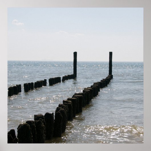 Poster Vue sur la mer - salutations de la plage (Devant)