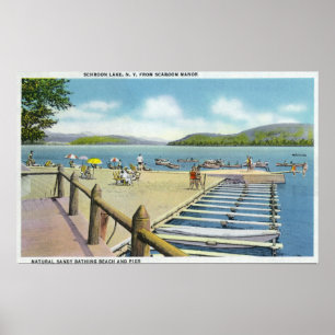 Poster Vue sur la plage et la jetée du Manoir de Scaroon
