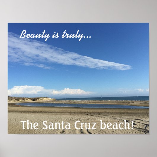 Poster Vue sur la plage sur la Père Noël Cruz Boardwalk (Devant)