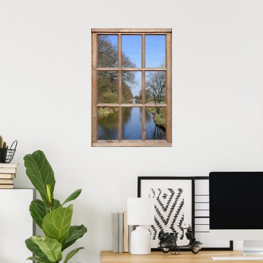 Poster Vue sur la rivière à partir d'une fenêtre (Bureau à domicile)
