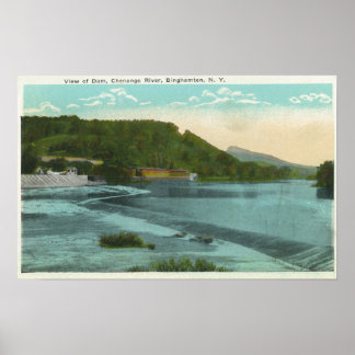 Poster Vue sur la rivière Chenango et le barrage