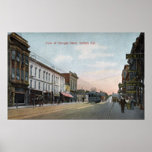 Poster Vue sur la rue Georgia avec voiture de rue