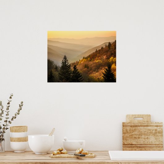 Poster Vue sur la vallée Oconaluftee | Caroline du Nord (Cuisine)