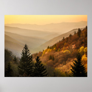 Poster Vue sur la vallée Oconaluftee   Caroline du Nord