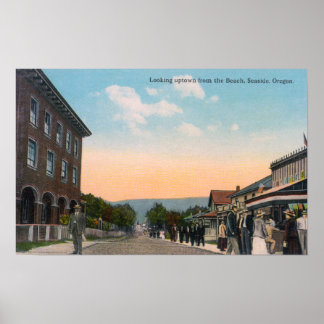 Poster Vue sur la ville depuis la plageBalnéaire, OU