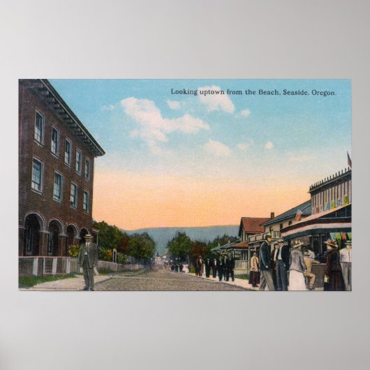 Poster Vue sur la ville depuis la plageBalnéaire, OU (Devant)