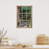 Poster Vue sur le bois à partir d'une fenêtre (Cuisine)