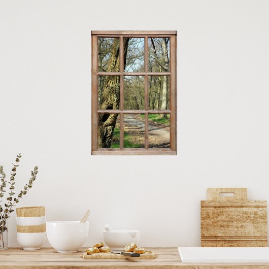 Poster Vue sur le bois depuis une fenêtre (Cuisine)