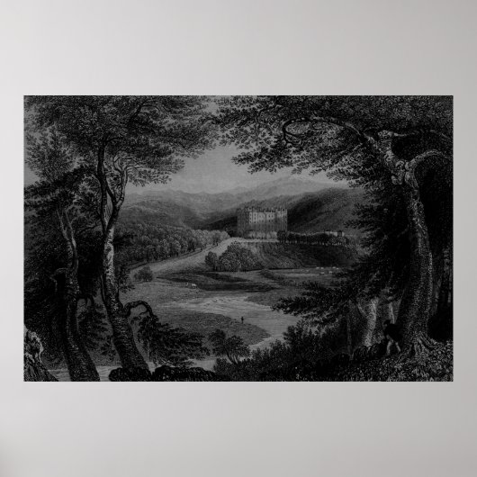 Poster Vue sur le château de Drumlanrig, Dumfrieshire (Devant)