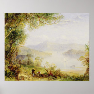 Poster Vue sur le fleuve Hudson, c.1840-45 (huile sur le