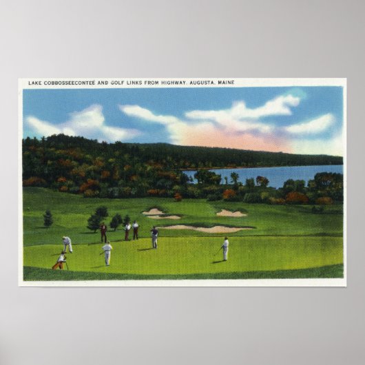 Poster Vue sur le lac Cobbosseecontee et Golf Links (Devant)