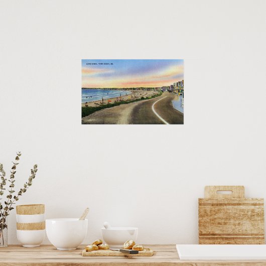 Poster Vue sur le Long Sands à York Beach (Cuisine)