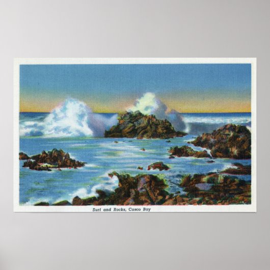Poster Vue sur le Surf le long du rocher (Devant)