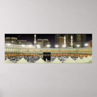 Poster Vue sur le toit des pèlerins du Hadj à la Kaaba, L