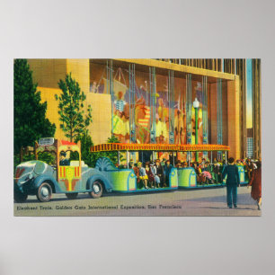 Poster Vue sur le train des éléphants