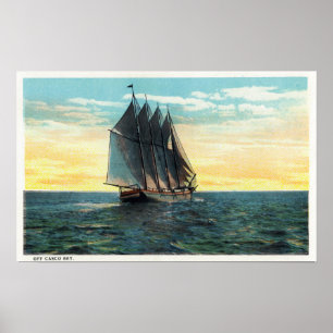 Poster Vue sur le Vieux Château Français, 3 Pays Drapeaux