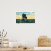 Poster Vue sur le Vieux Château Français, 3 Pays Drapeaux (Cuisine)