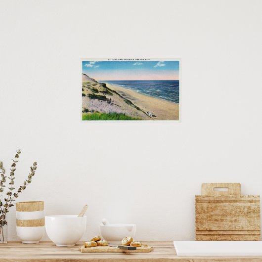 Poster Vue sur les dunes de sable et la plage (Cuisine)