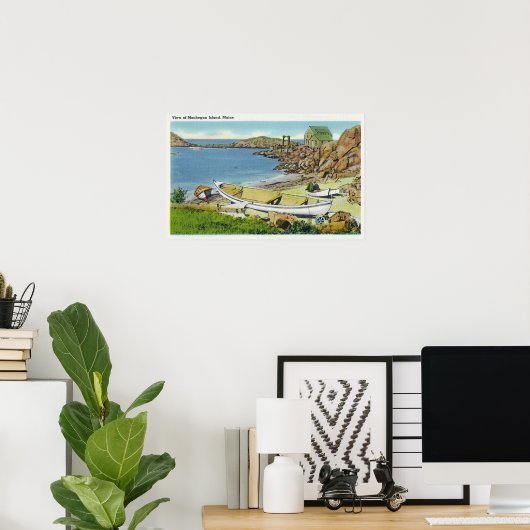 Poster Vue sur l'île de Monhegan, la plage (Bureau à domicile)
