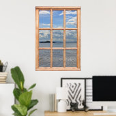 Poster Vue sur l'île et l'océan depuis une fenêtre (Bureau à domicile)