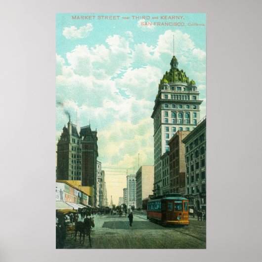 Poster Vue sur Market St vers les 3ème et Kearny (Devant)