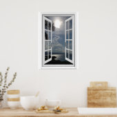 Poster Vue sur mer Trompe l'oeil Fausse fenêtre (Cuisine)