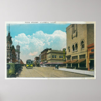 Poster Vue sur Park Street, Street CarAlameda, CA