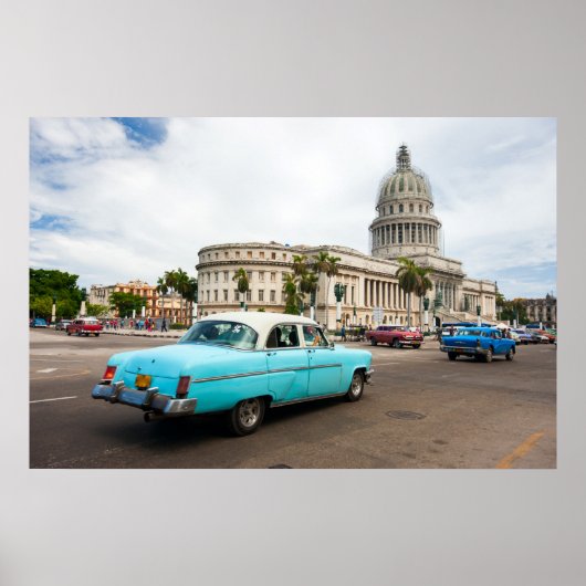 Poster Vue sur un bâtiment du Capitole à La Havane, Cuba (Devant)