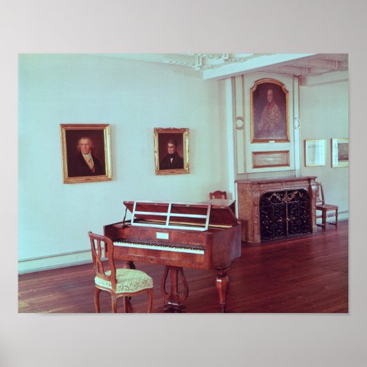 Poster Vue sur une chambre avec piano à queue (Devant)