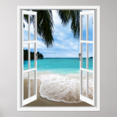 Poster Vue Tropicale 3D Mer Et Plage (Devant)