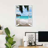 Poster Vue Tropicale 3D Mer Et Plage (Bureau à domicile)