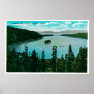 Poster Vue verte de baie sur le lac TahoeLake Tahoe, CA