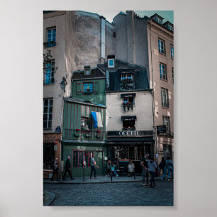 Poster Vues de la rue Café à Paris