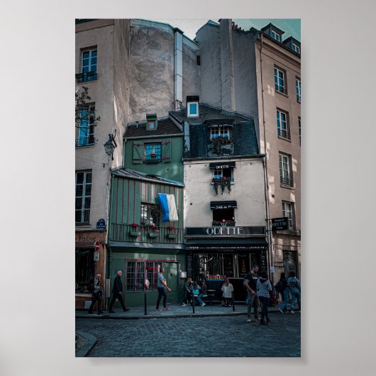 Poster Vues de la rue Café à Paris (Devant)