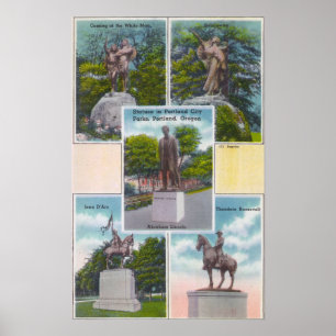 Poster Vues des statues en parcs de ville de Portland