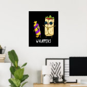 Poster W-rappers Funny Food Pun Dark BG (Bureau à domicile)