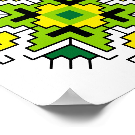 Poster WA0014 Mur d'art Motif bulgare shevitsa vert (Coin)