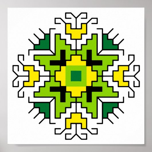 Poster WA0014 Mur d'art Motif bulgare shevitsa vert (Devant)
