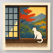 Poster Wa – Quiet Window with White Cat (Devant)