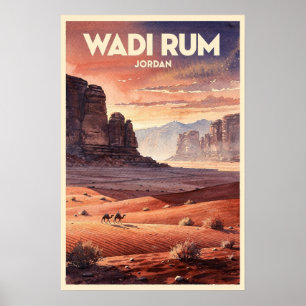 Poster Wadi Rum Jordanie Voyage Vintage