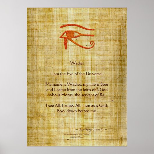 Poster WADJET EYE OF RA & Poem Art égyptien Imprimer (Devant)
