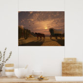 Poster Wagon couvert au coucher du soleil - GRANDE impres (Cuisine)