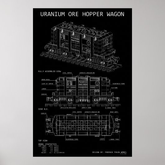Poster Wagon-trémie à minerai d'uranium PTW "Plan" (Devant)